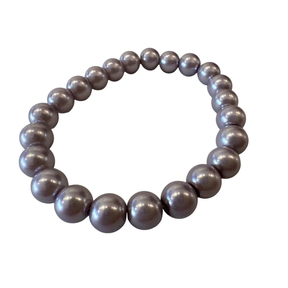 Lavender Pastel Purple Lilac Faux Pearl Stretch Bracelet Elegant Minimalist